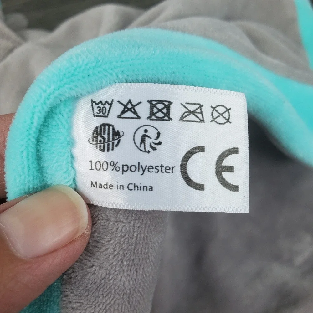 Gray And Turquoise Blue Elephant Baby Lovey Velour Security Comfort Blanket 14